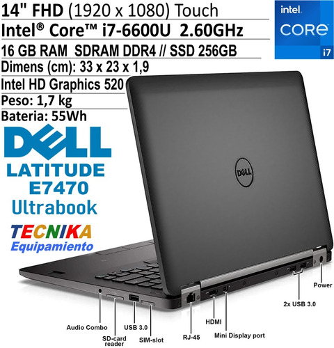 Imagen 5 de 7 de Dell Latitude E7470 Ultrabook Core I7 16gb 256gb Touchscreen