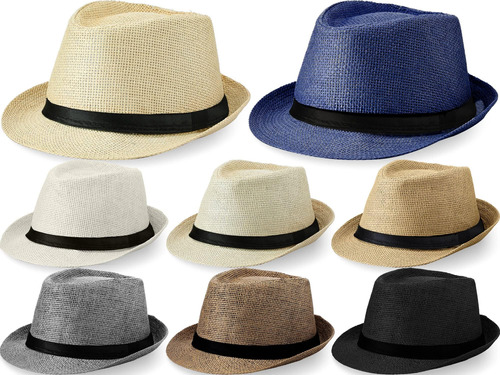 Paquete De 8 Panamá Trilby Fedora Sombrero De Paja Para El Y