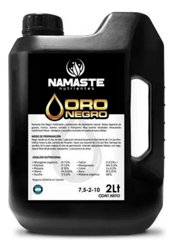 Namaste Oro Negro Fertilizante Para Crecimiento Líquido 2lts