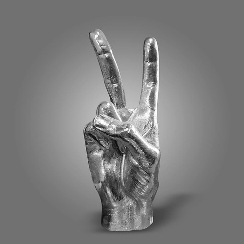 Blowind Silver Polyresin Hand Gesture Desk Statues Finger Sc