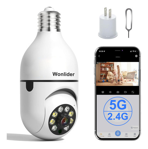 Camara De Seguridad De Bombilla 5g/2.4g, Ptz 360° Camaras Pa