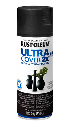 Uc Ultra Cover 2x Rust Oleum Negro Cañon Mate 340g