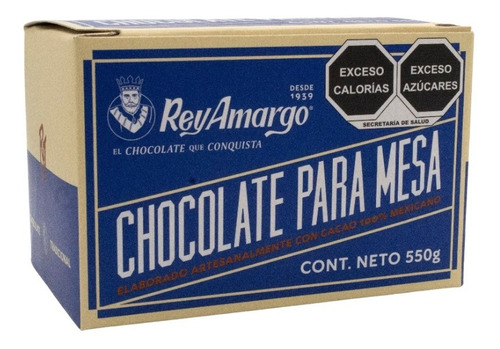 Chocolate Para Mesa Rey Amargo Tradicional 550g Caja 5 Tab
