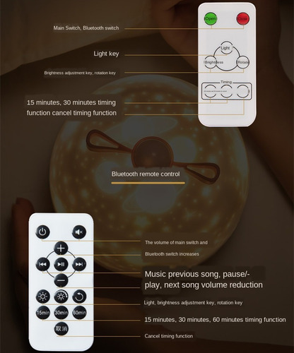 Lámpara Led Proyector Luz Nocturna Bluetooth Caja De Música