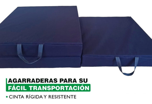 Imagen 5 de 8 de Colchoneta Plegable Y Portátil Individual Azul Cuadros. 2056