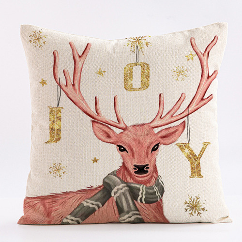 - Funda De Almohada De Lino Christmas Elk Snowman De 45 Cm