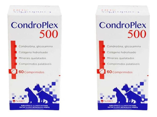 Combo 2 Unidades Condroplex 500 60 Comp Cães E Gatos - Avert