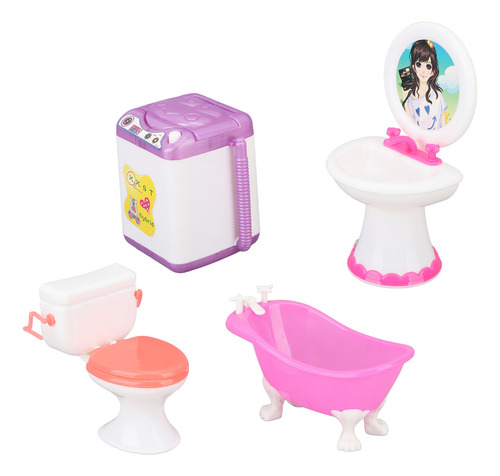 Set De Baño Dollhouse De Simulación De Lavabo En Miniatura