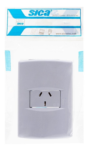 Imagen 4 de 6 de Llave De Luz Sica - 1 Toma Enchufe Argentino - 10a - Blanca