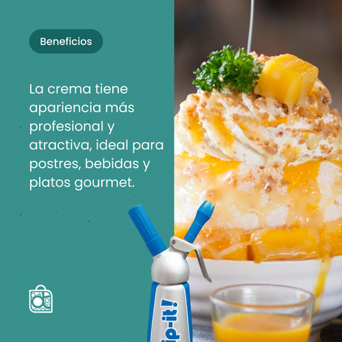 Cremera Sifón Gas N2o Para Crema Frappés Milkshakes Batidos