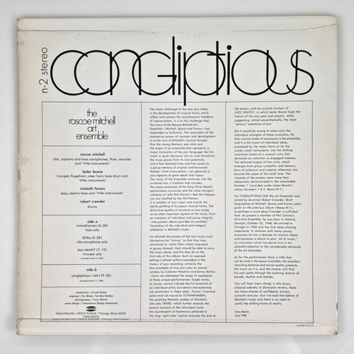 The Roscoe Mitchell Art Ensemble Congliptious 1968 Usa Lp (Usado)
