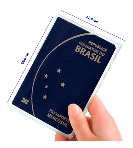 Capa Transparente Para Passaporte Kit Com 100 Capas