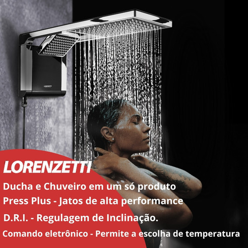 Chuveiro Lorenzetti Ducha Ultra Branco Acqua Duo Elétrico Preto/cromado 7.8 Kw