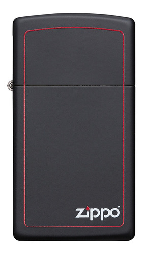 Imagen 2 de 10 de Encendedor Zippo Lighter Slim Black Matte Red Border Negro
