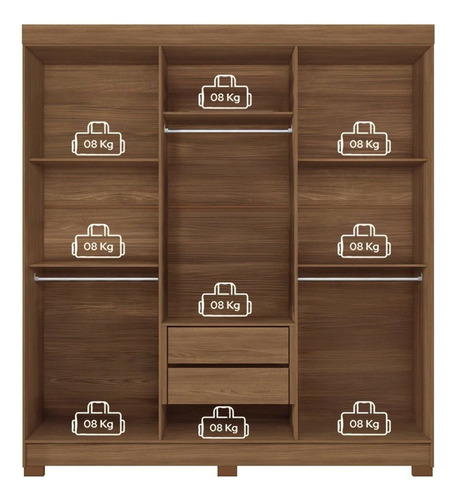 Guarda-roupa 06 Portas 2 Gavetas Com Espelho Mdp Dhwt
