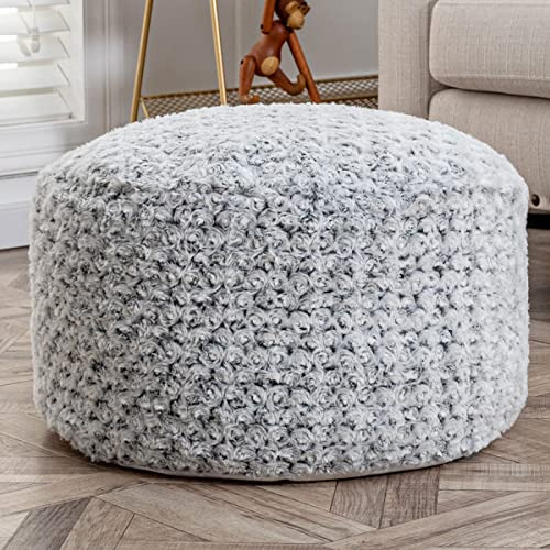 Grey Pouf Ottoman Unstuffed Foot Rest Pouf 20x20x12 Inc...