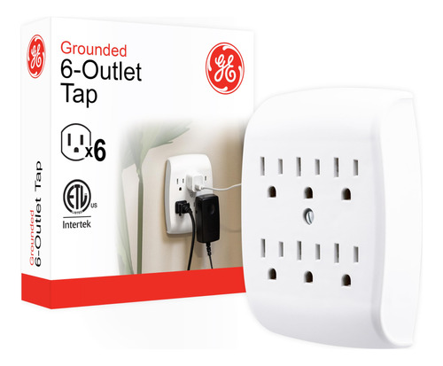 Ge Home Electrical Grifo Extensor De Pared De 6 Tomas, Adap.