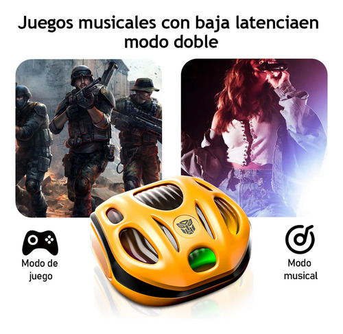 Auriculares inalámbricos Bluetooth Transformers TF-t35, color amarillo,para juegos con cancelación pasiva del ruido, sonido de alta fidelidad HD y baja latencia