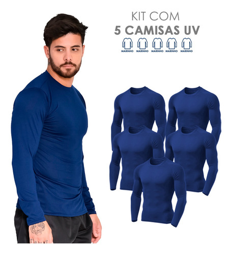 Kit 5 Camisa Térmica Proteção Solar 50+ Tecido Uv Gelado Dry