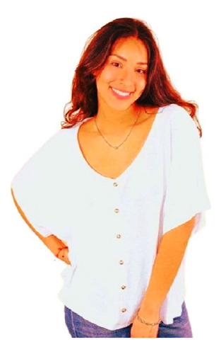 Camisola De Crepe Cuello V 10 Botones Cod.samanta T. Grandes