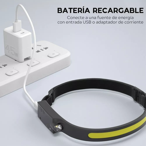 Lampara Led Minero Tactica Cabeza Recargable Usb Linterna