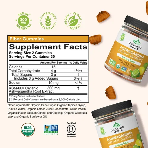 Gomitas Ashwagandha Organic India Para Hombres Y Mujeres - S