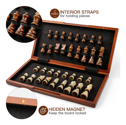 Ajedrez De Madera Con Almacenamiento Juego De Mesa Para Adul