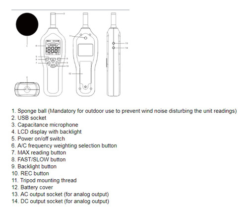 Tl-200 Usb Sensor De Decibelios De Alta Precisión Nivel De