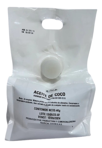 Aceite De Coco Puro 100% Natural 4kg