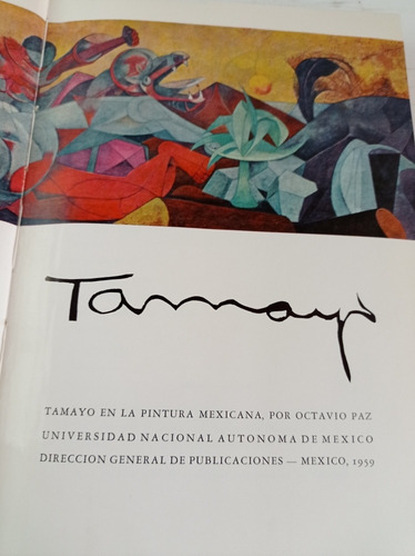 Libro: Tamayo En La Pintura Mexicana, Octavio Paz, Unam 1959 (Reacondicionado)