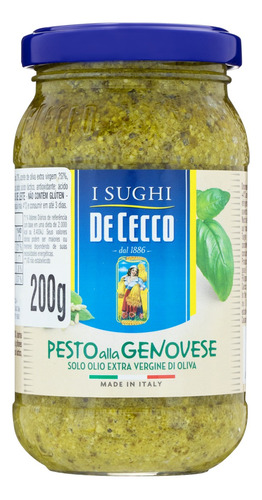 Molho Pesto com Azeite de Oliva Extravirgem De Cecco sem glúten 200 g