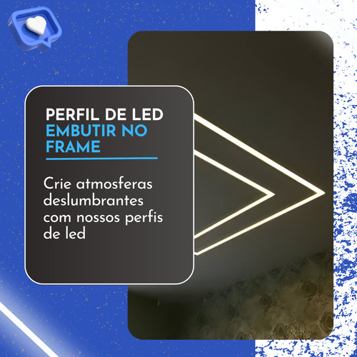 Perfil De Led Embutir No Frame Duplo C/ Iluminação Indireta