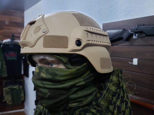 Imagem 3 de 6 de Airsoft Capacete Tan C/ Protetor De Orelha
