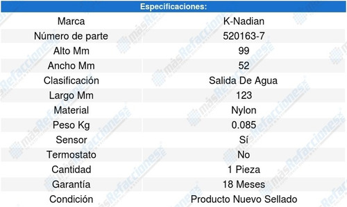 Toma Agua Passat V6 3.6l 05-10 K-nadian 8637171