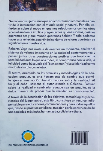 Teatro Y Alfabetizacion De Valores, De Roberto Vega. Editorial Ciccus En Español