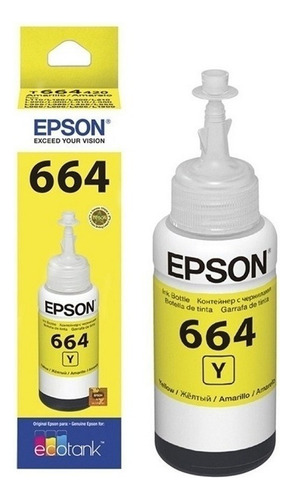 Garrafa amarela Epson Ecotank T664 70 ml T664420 3 unidades/vc