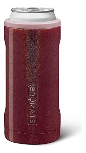 Enfriador Latas De Cerveza Slim 12 Oz Acero Glitter Merlot