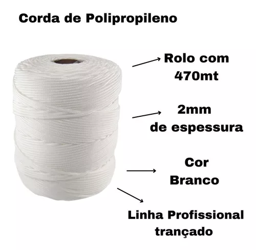 Rolo De Corda 2mm Virgem Polipropileno 470m Itacorda Branca