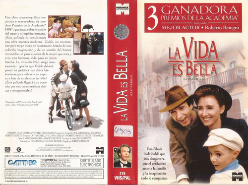 La Vida Es Bella Vhs Roberto Benigni Nicoletta Braschi