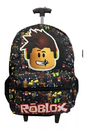 Mochila Roblox De Rodinhas Escolar Cor Preto Desenho do tecido