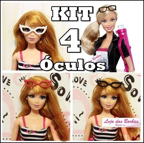 Kit 4 Óculos De Grau Para Boneca Barbie Susi Ken Diferentes