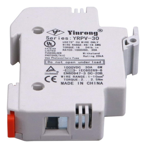 2 Portafusibles Solares De 15 1000 V Din, Soporte De Fu...