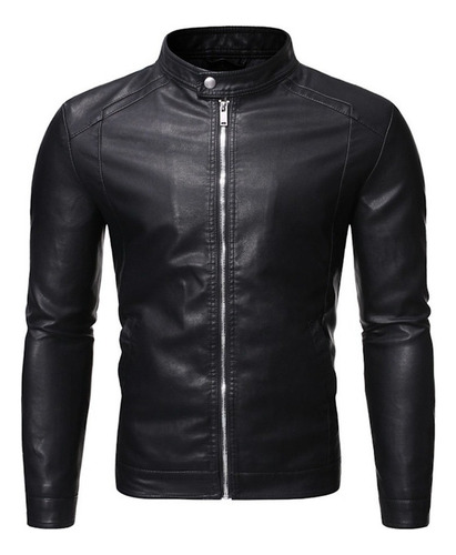 Chaqueta Cuero Para Motociclista Corte Entallado Para Hombre