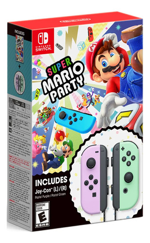 Joy-con Pastel Purple Green Nintendo Switch + Mario Party 