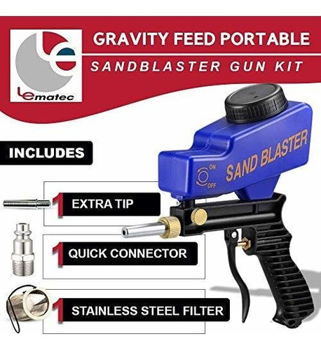 As118 Blue Sandblaster With Air Tools Fittings Kit