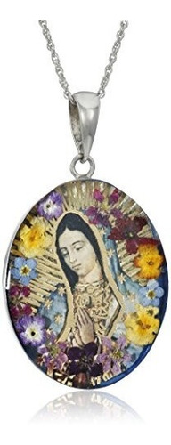 Collar Colgante De Plata Con Flor De La Virgen Maria De Guad