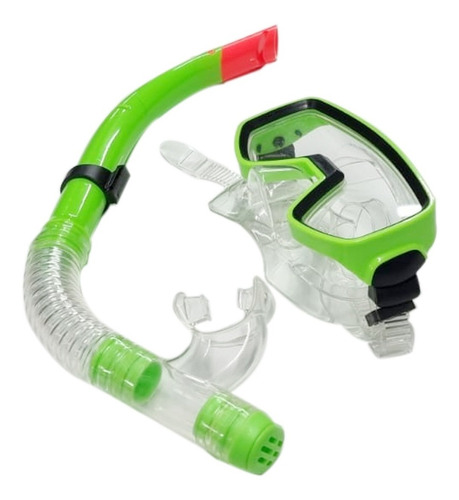 Set Careta Y Snorkel Swimmer Buceo Silicona Doble Válvula