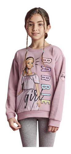 Sudadera Casual Sin Capucha Barbie Palo De Rosa Para Niña 