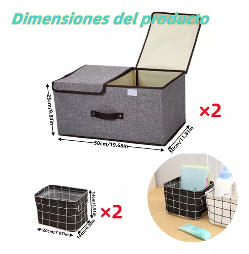 Cajas Organizadoras Cesto Tela Para Ropa Hogar Plegable Cuadros Negro Con  Blanco 4pcs