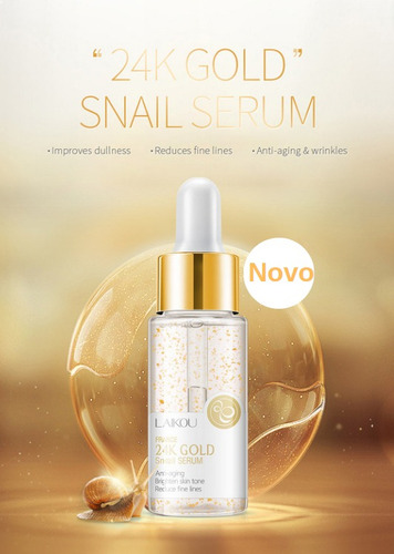 Anti Rugas Clareador Facial 24k Gold Snail Serum Laikou 17ml Momento De Aplicação Dia/noite Tipo De Pele Todo Tipo De Pele